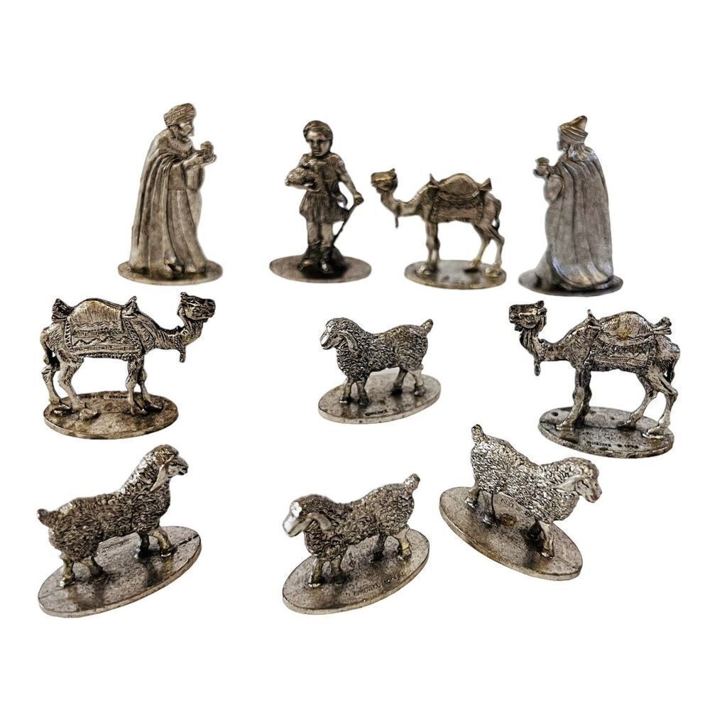 Vintage Metzke 1998 Pewter 10 Piece Lot Christmas Nativity